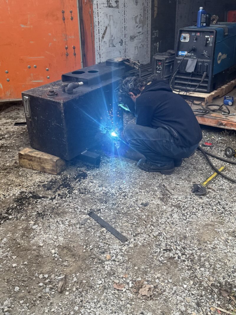 Welding a steel container